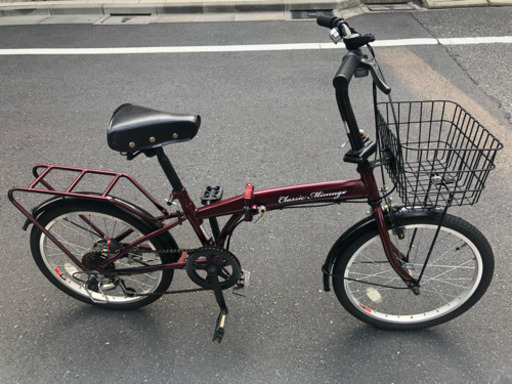 艶々ワインレッド！20インチ折り畳み 6段変速！