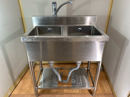 業務用 ステンレス 2層シンク 流し台 W750xD450xH800mm