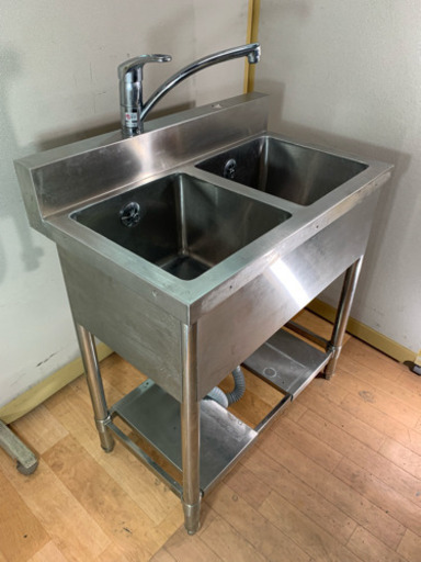 業務用 ステンレス 2層シンク 流し台 W750xD450xH800mm