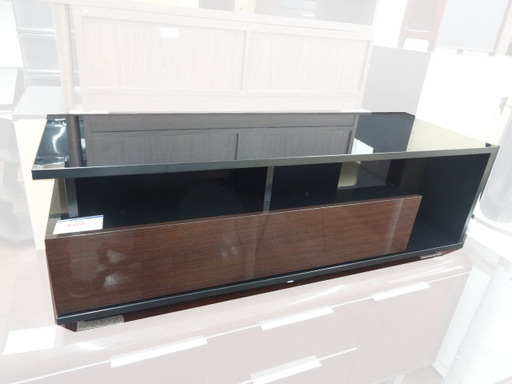 札幌 引き取り AVボード/テレビ台 テレビボード 鏡面加工 黒×木目 おしゃれ