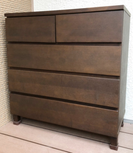 美品‼︎無印良品☆オーク材チェスト４段ワイド☆ブラウン☆