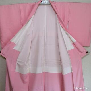 正絹 袷 色無地☆淡いピンク 一つ紋の画像