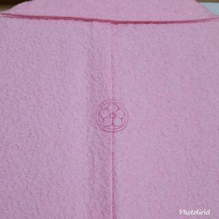 正絹 袷 色無地☆淡いピンク 一つ紋の画像