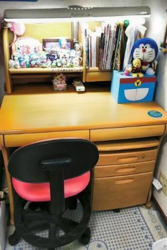 くろがね学習机、椅子、サイドチェストのセット