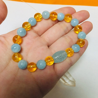 【新品】アクアマリンとシトリン マニ車ブレスレットの画像