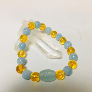 【新品】アクアマリンとシトリン マニ車ブレスレット