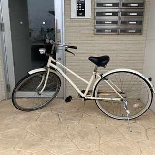 自転車 ライト付き アイボリー 