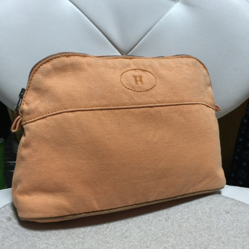 HERMES エルメス デニム オレンジ ボリードポーチ