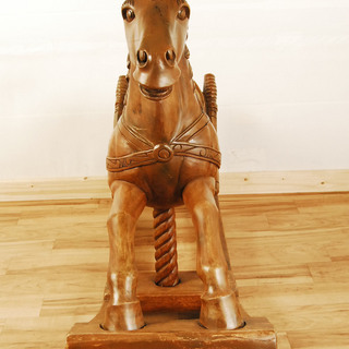 9707 希少 大人も乗れる巨大 ヨーロッパ アンティーク 無垢 チーク材