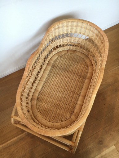 美品 ゆりかご 籐 ラタン
