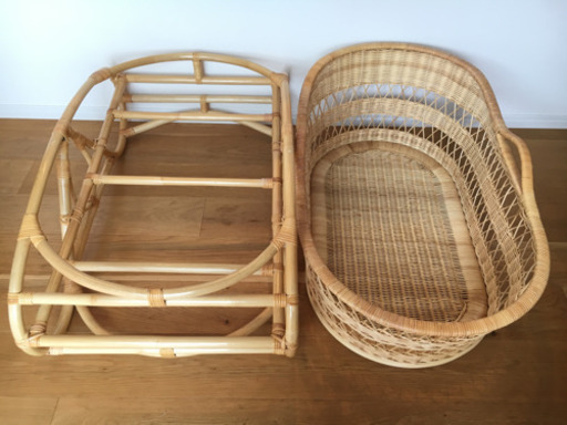美品 ゆりかご 籐 ラタン
