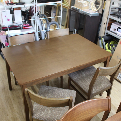 J06251)ニトリ NITORI ダイニングテーブル チェア 5点セット ビークSP MBR 4人用ダイニングセット シンプルデザイン