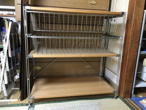 ステンレスユニットシェルフ オーク材 ワイド小