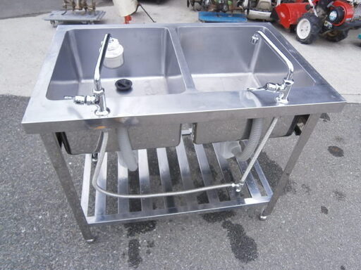 ☆中古品 厨房用品 2槽シンク サイズ：900×600×800㎜☆ 
