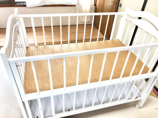 ベビーベッド ハイタイプ マットレス付  ホワイト 人気カラー