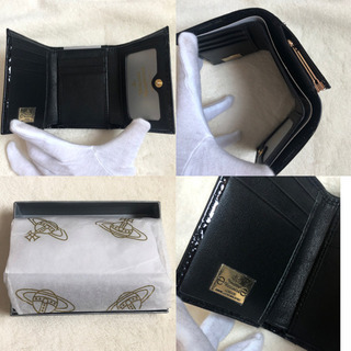 ヴィヴィアン ウエストウッド 財布 正規品 新品 二つ折り財布 エナメル ブラック 黒