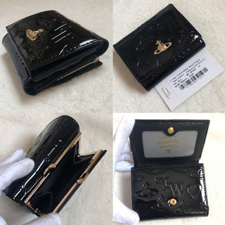 ヴィヴィアン ウエストウッド 財布 正規品 新品 二つ折り財布 エナメル ブラック 黒