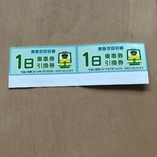 世田谷線の一日乗車券 引換券 二枚