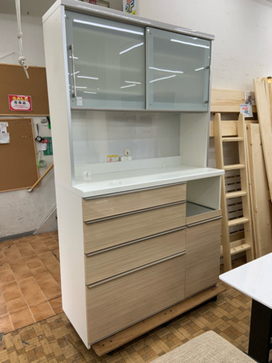 【パモウナ】食器棚 幅120cm  スロークローサー機能