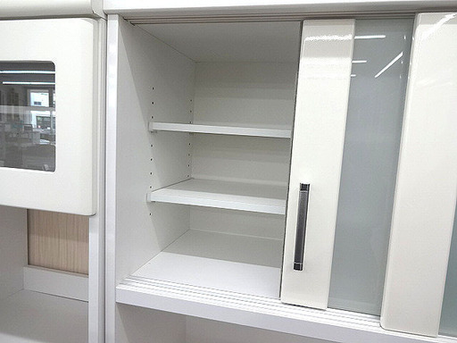 札幌 引き取り セパレート食器棚/キッチンボード 白 大型 レンジ台 キッチン収納