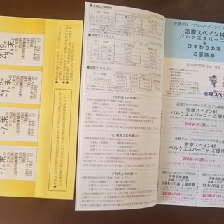 近鉄株主優待無料切符と各種優待券（有効期限19年7月末まで）の画像