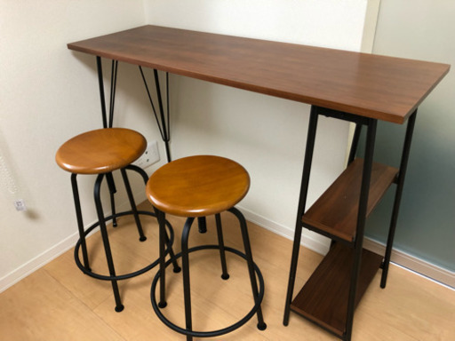 【取引中】カウンターテーブル＆イス2脚セット