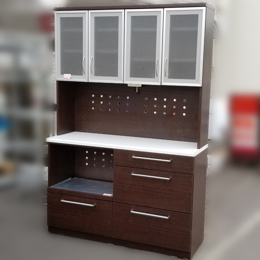 商談中　　　　　【札幌市内限定】食器棚　フィルⅡ（DBR）13KB　キッチンボード レンジ台 レンジ食器棚 キッチン収納 収納家具　134.5×45.5×200.5　　　　　K