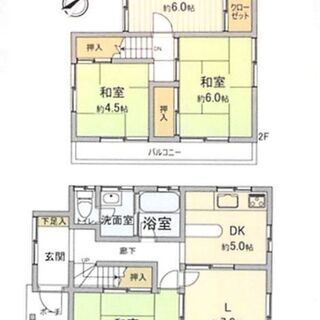 JR佐貫　4LDK一戸建て（12LDK、6畳、6畳、4，5畳和室、６帖洋室）　ペット可能 - 不動産