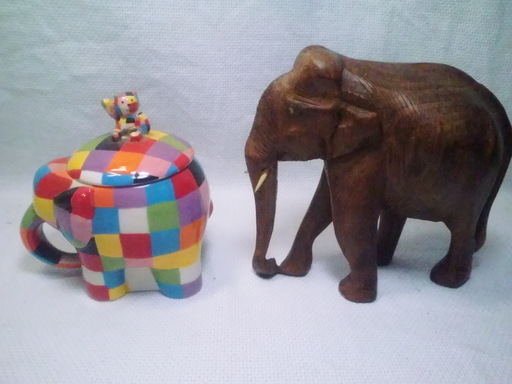 象の陶器\u0026象の彫刻2点セット