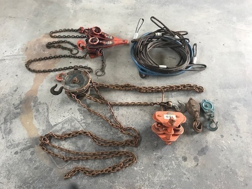 早い者勝【格安】工具　チェーンブロック　手動クレーン　トロリー　牽引ワイヤー　滑車　合計10個セット