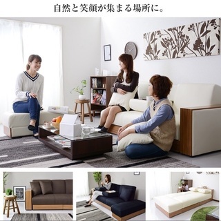 多機能3人掛けソファベッド クッション付きの画像