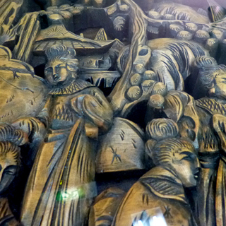 木彫り テーブル 座卓 ローテーブル 装飾 アンティーク ガラステーブル