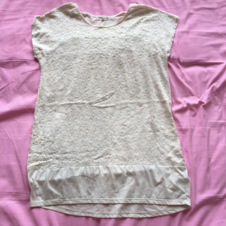 レディース チュニック ワンピース オフホワイト 白の画像