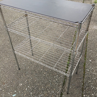 スチールラック 木目天板付き 74×34×90cm