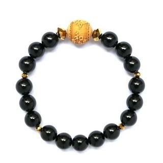 【貴重品】つげ彫刻・新元号「令和」開運ブレスレット（ゴールド）の画像