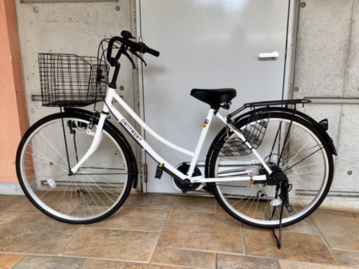 SGマーク付き  自転車 6段変速付き ホワイト