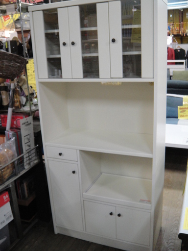 ３ドアキッチンボード　レンジボード　食器棚　1本物　スライドテーブル付き　コンセント２口