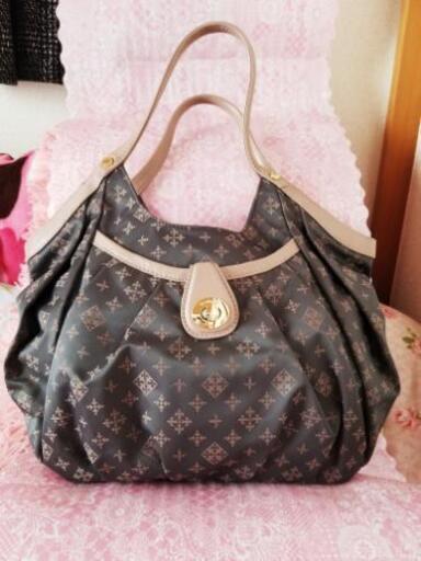 新品美品ラシットカラーハンドルバッググレー×ピンク