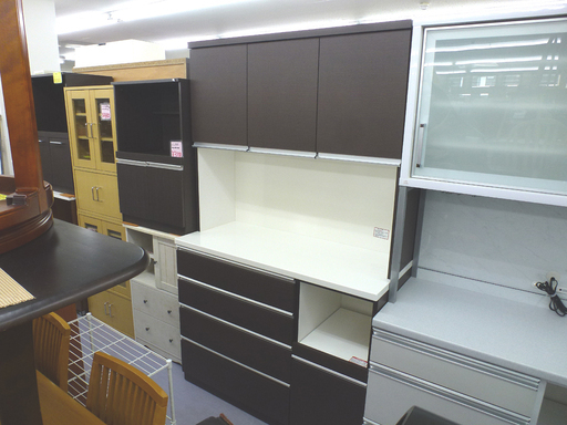 PayPay可 手稲リサイクル　キッチンボード120 大型食器棚　ダークブラウン ￥37,800-