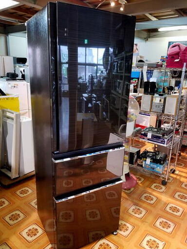 超美品 2018年製 三菱 MITSUBISHI 3ドア冷蔵庫 365L 右開き MR-CX37C-BR グロッシーブラウン