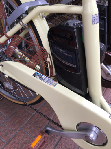 未使用 21TECHNOLOGY 24インチ折り畳み電動アシスト自転車 黄(クリーム)