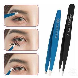 amoore 毛抜き 眉毛ピンセットツイーザー高級ステンレス製使いやすい2セットの画像