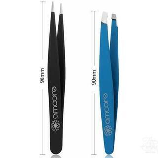 amoore 毛抜き 眉毛ピンセットツイーザー高級ステンレス製使いやすい2セットの画像