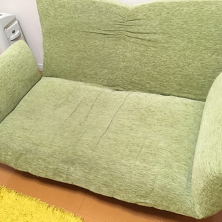 【差し上げます】2人掛けリクライニングソファ☆グリーン