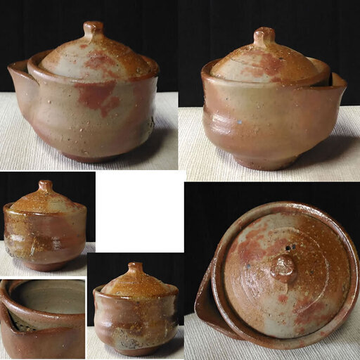 c053 藤原建 備前焼 宝瓶 急須 合わせ箱 茶道具