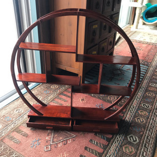アジアン家具 中国丸い飾り棚の画像