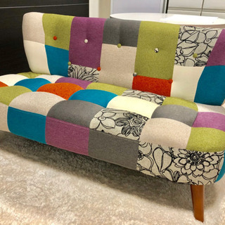 ☆新品同様☆ 2人掛け ソファ パッチワーク