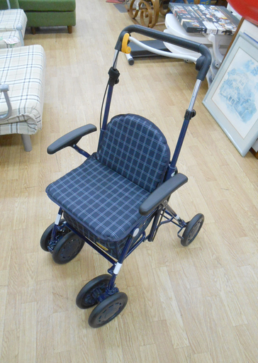 シルバーカー ショッピングカー 歩行補助車 サンポーレ WS 紺チェック 象印ベビー ☆ PayPay(ペイペイ)決済可能 ☆ 札幌市 清田区 平岡