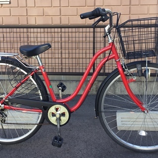★ 27インチ・自転車 シマノ6段変速・赤