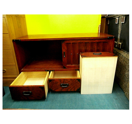 札幌 昭和レトロ風【和風家具 民芸調 水屋箪笥】幅105cm たんす タンス アンティーク風 アジアン　本郷通店